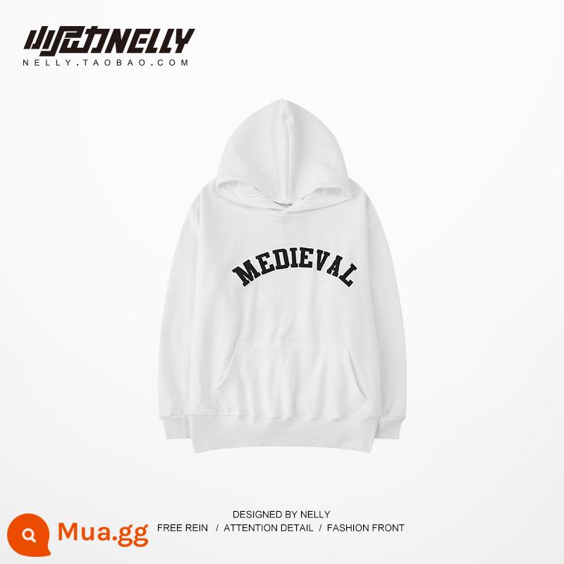 Ins Mùa Thu Đông Nam Áo Thun Dày Có Mũ Plus Nhung Dày Mùa Thu Xu Hướng Nhật Bản Chui Đầu Rời Áo Khoác Hoodie bf - Trắng