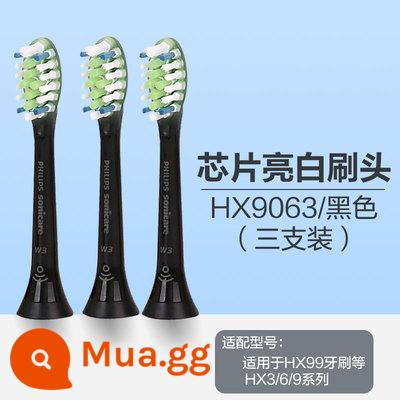 Đầu bàn chải thay thế bàn chải đánh răng điện Philips HX9043\9063\9073 phù hợp cho hx9954\9924\9911 - W3 Zhizhen Bright White Type-HX9063 (Đen 3 chiếc) Tặng kèm chân đế