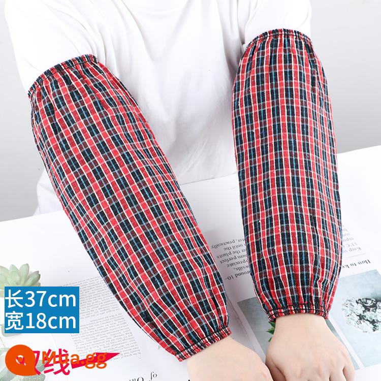 Tay áo bằng cotton nguyên chất được kéo dài và mở rộng, tay áo dài kẻ sọc cotton dày dành cho nam và nữ làm việc tại nhà máy, tay áo bảo hiểm lao động dành cho người lớn, tay áo mùa thu đông - Sợi đôi [cotton vừa] đỏ và đen 3 đôi