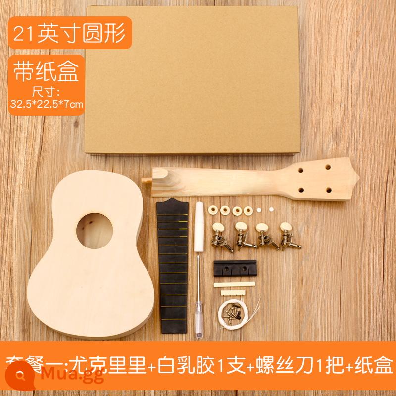 Lắp ráp đàn Ukulele DIY đàn guitar nhỏ handmade tự chế chất liệu gói vẽ tay bằng gỗ graffiti - Đóng hộp tròn 21 inch (không sơn)