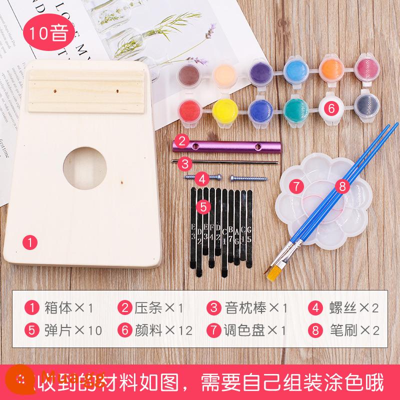 Lắp ráp đàn Ukulele DIY đàn guitar nhỏ handmade tự chế chất liệu gói vẽ tay bằng gỗ graffiti - Đàn piano ngón tay cái 10 tông màu (bao gồm bộ sơn acrylic đầy đủ)