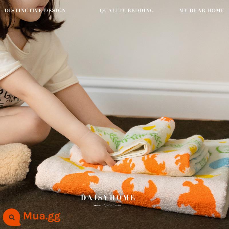 Thế giới dưới nước | 100% cotton nguyên chất khăn mặt bông xơ dài khăn mặt khăn tắm hoạt hình dễ thương khăn mặt thấm hút mềm mại - Trắng