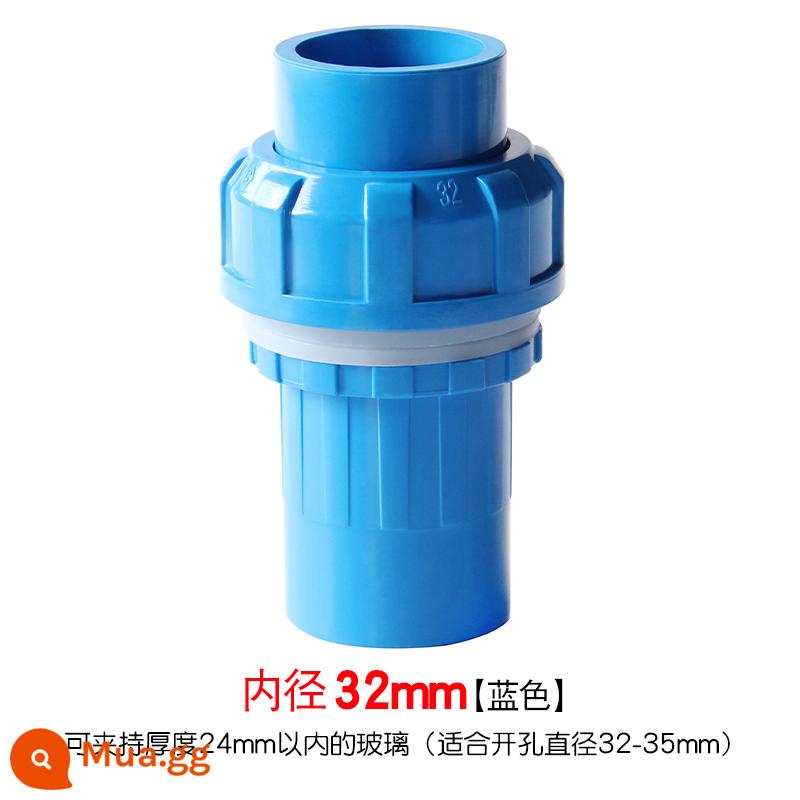 Baisheng khớp sống loại khớp nối nước trên và dưới với ống PVC khớp sống nhanh chóng kéo dài răng bên trong và bên ngoài phụ kiện bể cá thẳng - 32mm--màu xanh