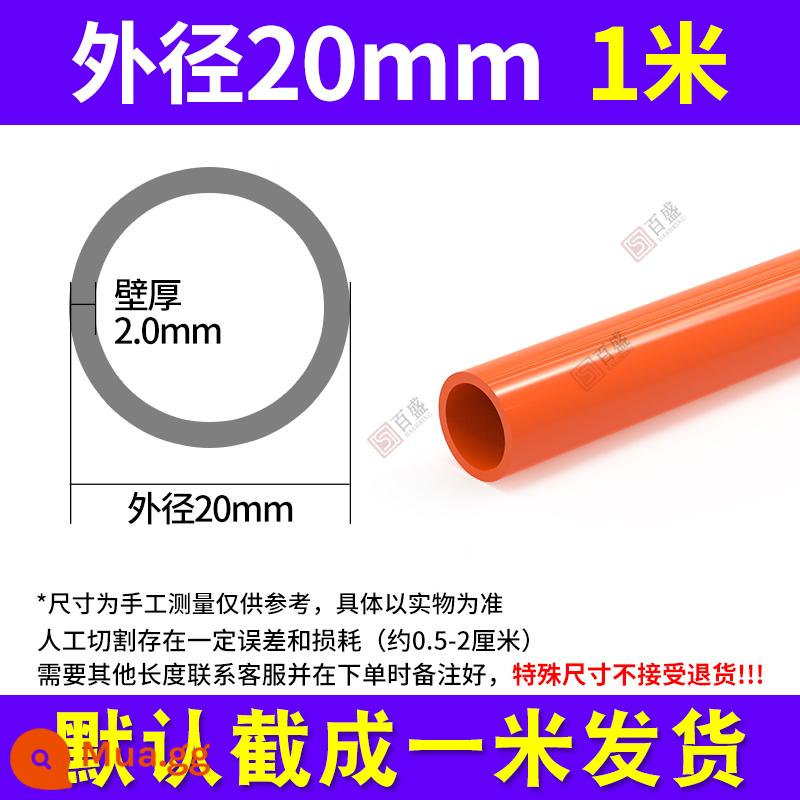 Nhựa PVC Orange Ống Biển Bể Cá Cá Phụ Kiện Đường Ống Ống Nước Phụ Kiện Đường Ống Nhựa Cứng Ống 20 25 32 40 50 Mm - Đường kính ngoài 20mm (độ dày 2.0mm) 1 mét