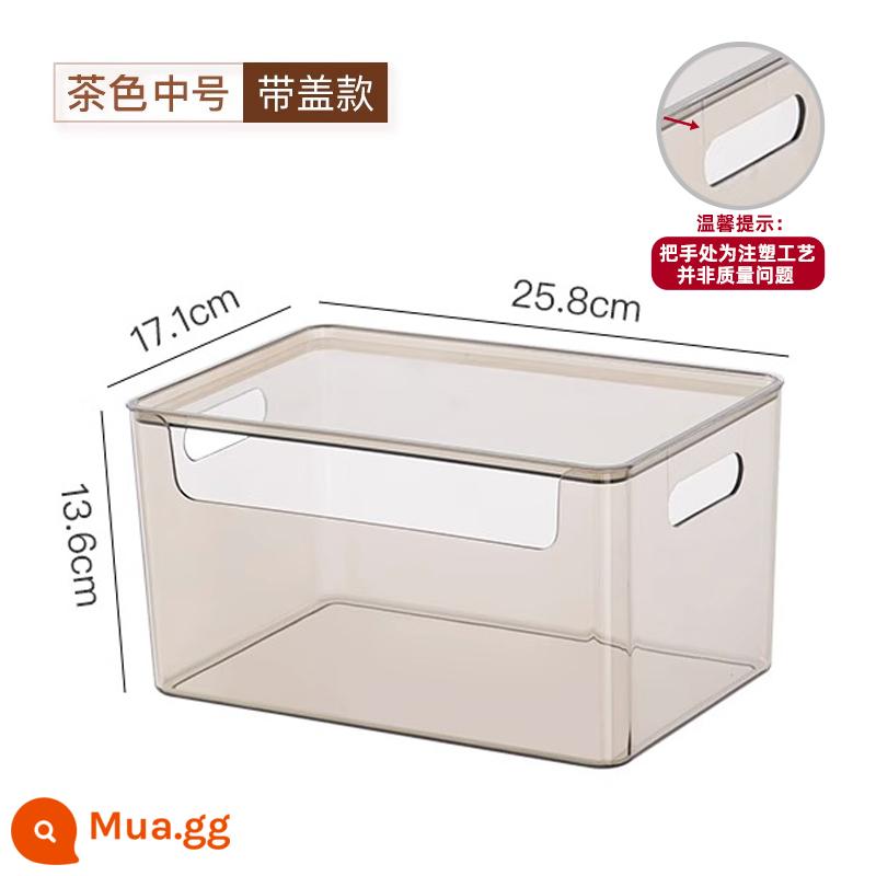 Taili Để Bàn Hộp Bảo Quản Acrylic Trong Suốt Hộp Bếp Ăn Nhẹ Giỏ Đựng Mỹ Phẩm Mặt Nạ Hoàn Thiện Hộp - Kích thước trung bình màu nâu - có nắp