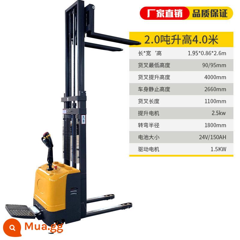 Xe nâng điện hoàn toàn xe nâng điện 2 tấn 1 tấn xe tải nhỏ xếp dỡ thủy lực nâng xe nâng xếp đi bộ - Xe nâng 2 tấn đứng chạy hoàn toàn bằng điện cao 4 mét bán chạy