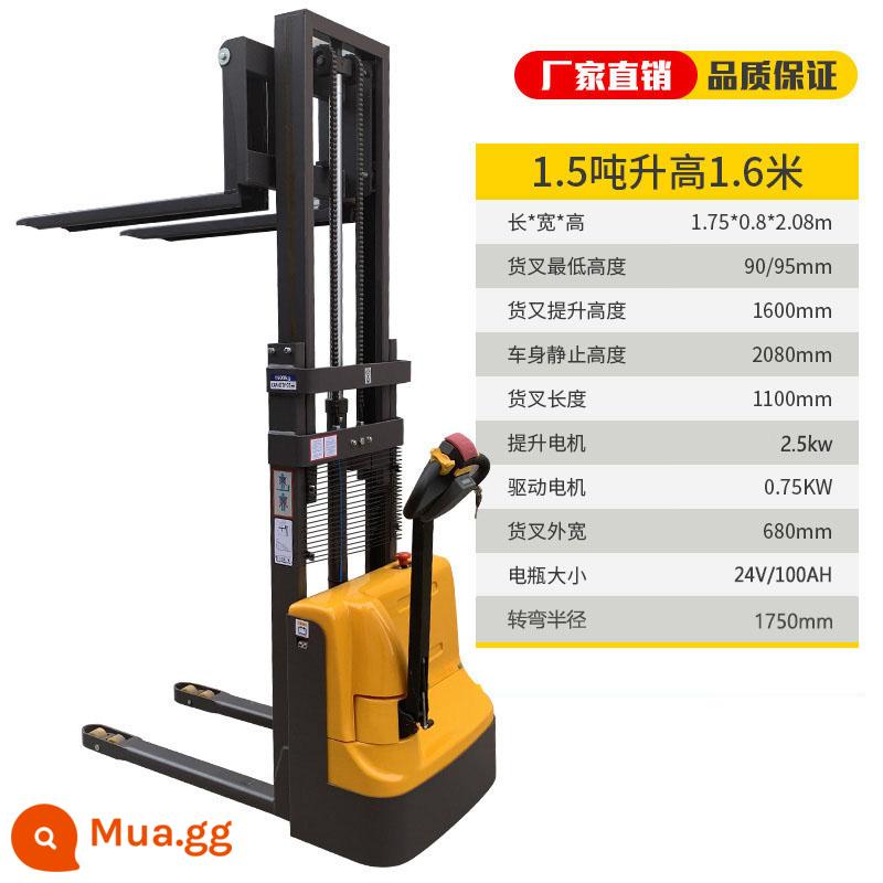 Xe nâng điện hoàn toàn xe nâng điện 2 tấn 1 tấn xe tải nhỏ xếp dỡ thủy lực nâng xe nâng xếp đi bộ - Bán chạy hoàn toàn bằng điện 1,5 tấn, cao 1,6 mét