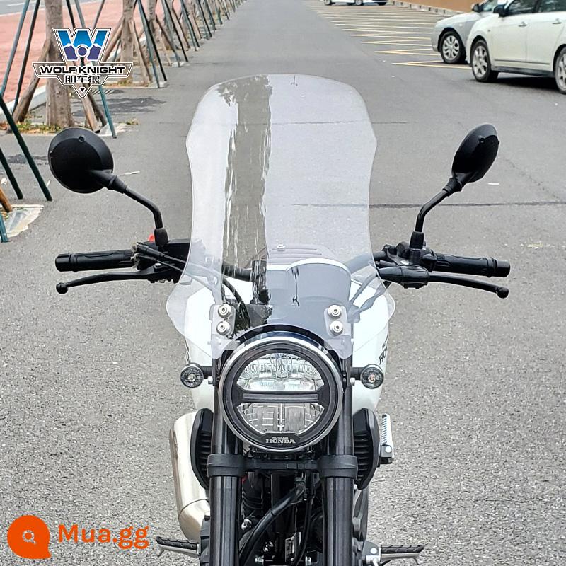 Sói xe cơ bắp phù hợp với kính chắn gió Honda CB190SS kính chắn gió nhỏ kính chắn gió retro sửa đổi đặc biệt cho xe máy du lịch xe đặc biệt - (Trong suốt) Cao 45cm Chỉ phù hợp với CB190SS