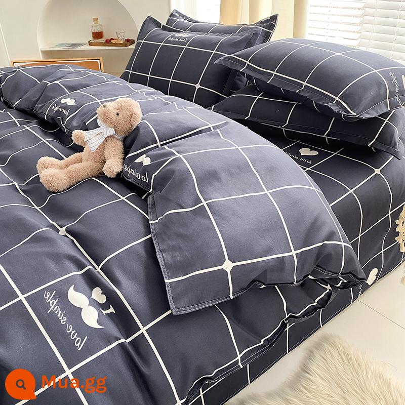 4 Bộ Ga Giường Cotton Rửa Sạch Nam Vỏ Chăn Vỏ Chăn Mùa Đông Ký Túc Xá Học Sinh Đơn Mùa Đông Chăn Ga Gối Bộ 3 - Cuộc gặp gỡ đầu tiên của YC