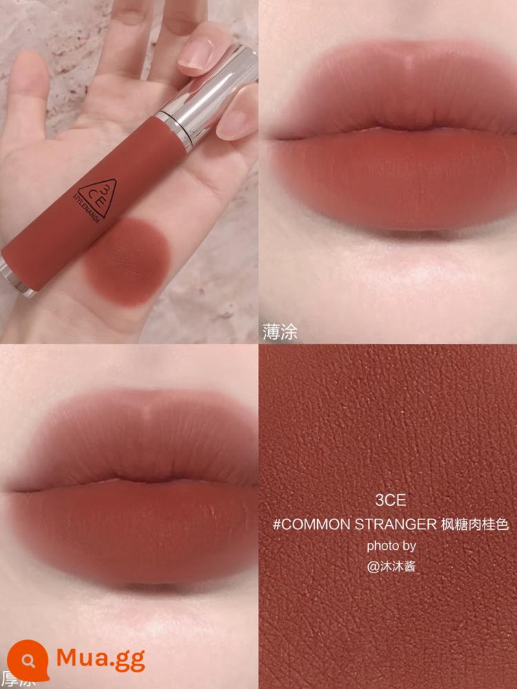 Son kem lì 3CE Velvet Matte Matte Lipstick Laydown Daffodil màu đỏ gạch chính hãng cho nữ 3CE Hàn Quốc - #THƯỜNG-LẠ-Đường phong màu quế (sữa mới xay nhuyễn)