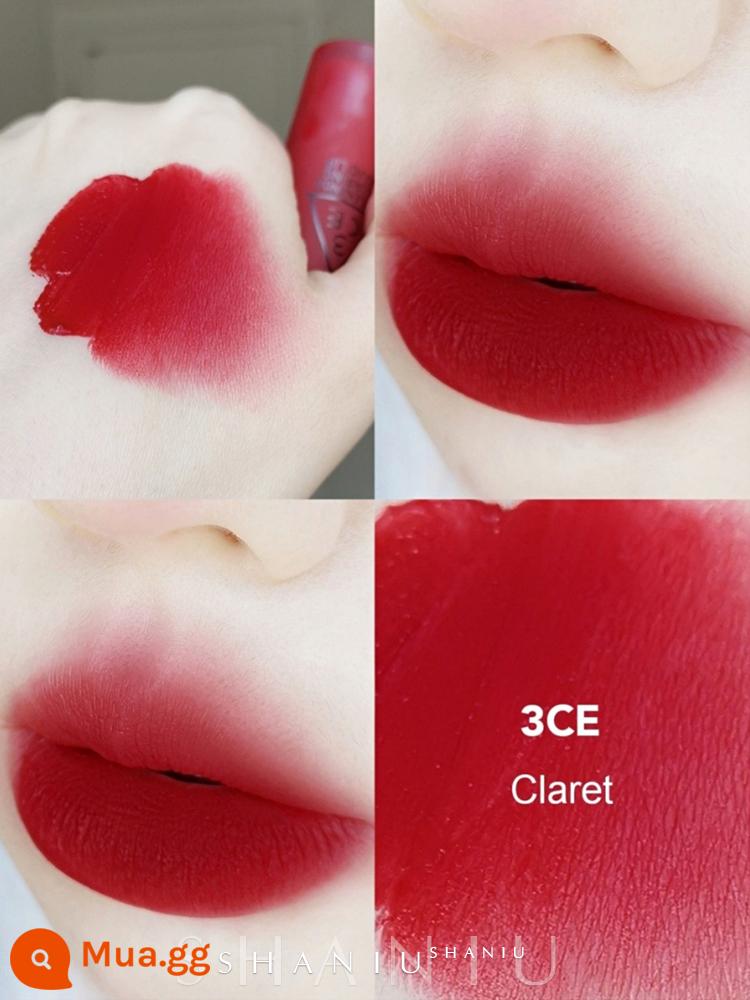 Son kem lì 3CE Velvet Matte Matte Lipstick Laydown Daffodil màu đỏ gạch chính hãng cho nữ 3CE Hàn Quốc - mousse CLARET