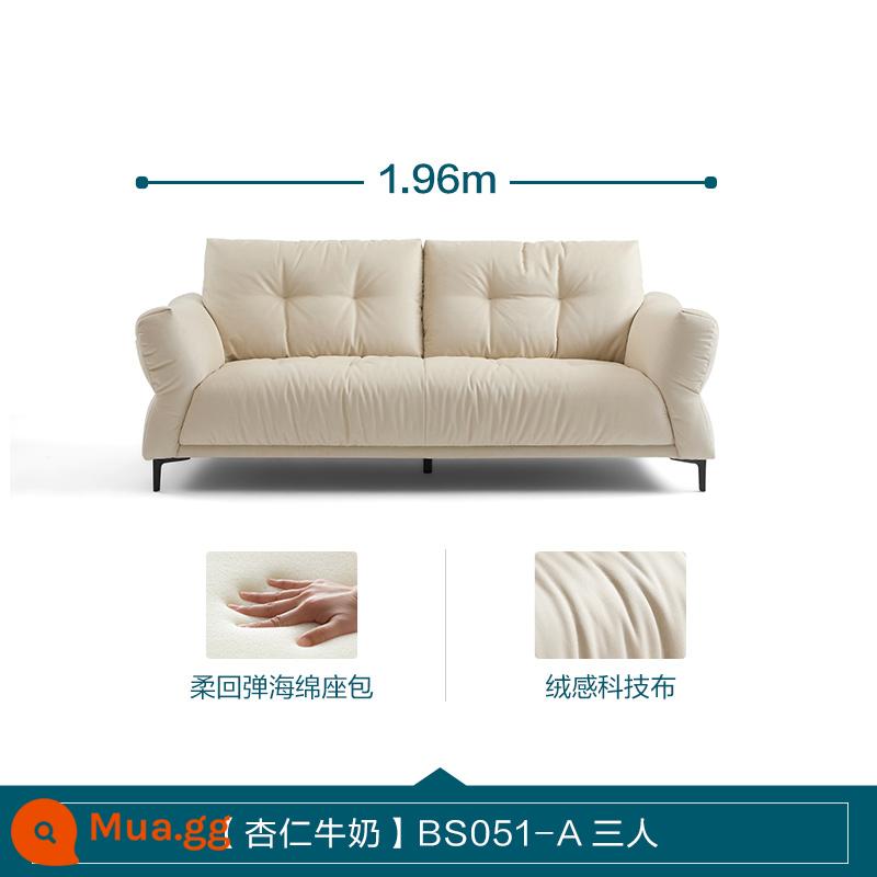 [Khuyến nghị của chuyên gia] Lin's Home Hiện đại Sofa vải mây tối giản Phòng khách Lin's Wood Industry BS051 - [Sữa hạnh nhân] Ba người