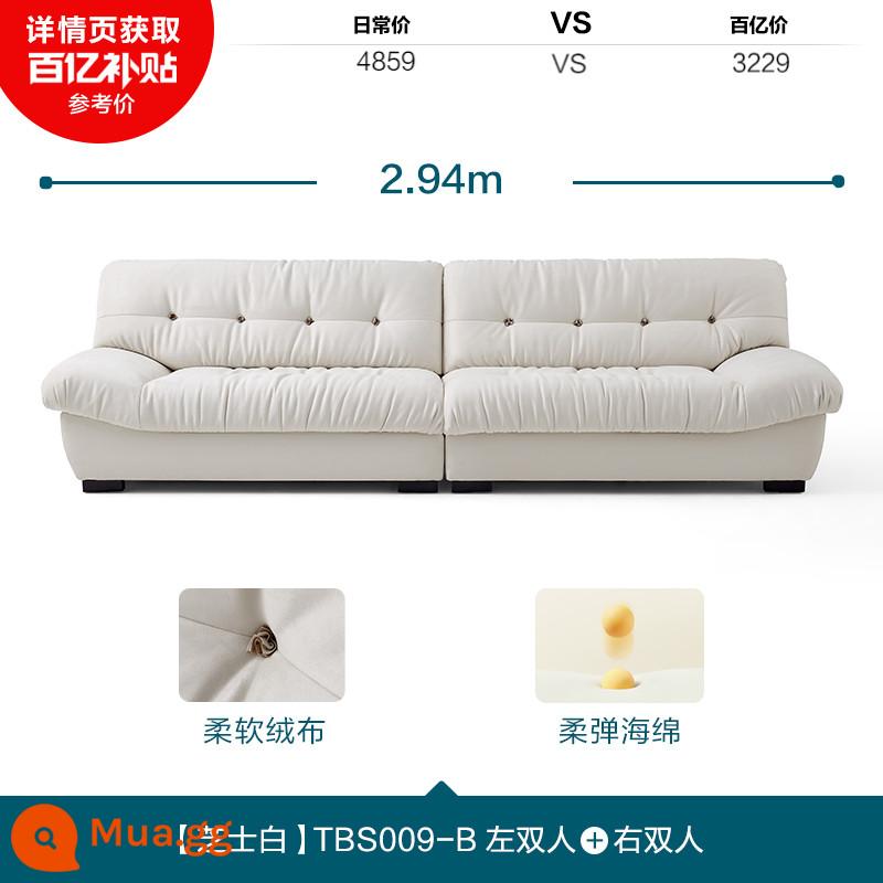 Lin's Home Furnishing Modern Simple Cloud Cream Wind Fabric Sofa Bed Nội thất phòng ngủ chính Lin's Wood Industry TBS058 - [Trắng phô mai] TBS009-B Đôi trái + Đôi phải