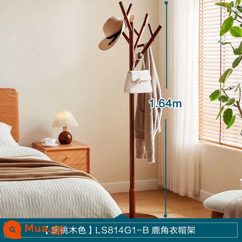 Lin Nhà Của Giá Treo Áo Phòng Treo Quần Áo Kệ Hiện Vật Lưới Đỏ Sàn Phòng Ngủ Di Động Lin Gỗ - [Màu óc chó] Giá treo áo nhung LS814G1-B