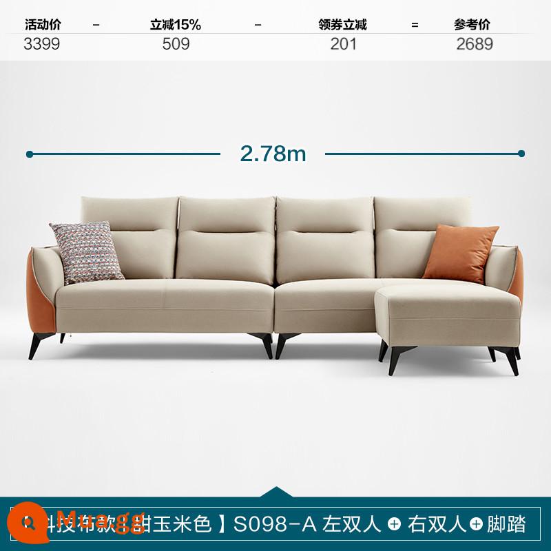 Trang trí nội thất nhà Lin hiện đại tối giản ánh sáng phong cách sang trọng công nghệ sofa vải phòng khách căn hộ nhỏ đồ nội thất hàng thẳng Gỗ công nghiệp của Lin - [Phong cách vải kỹ thuật | Màu ngô ngọt] S098-A đôi trái + đôi phải + bàn đạp