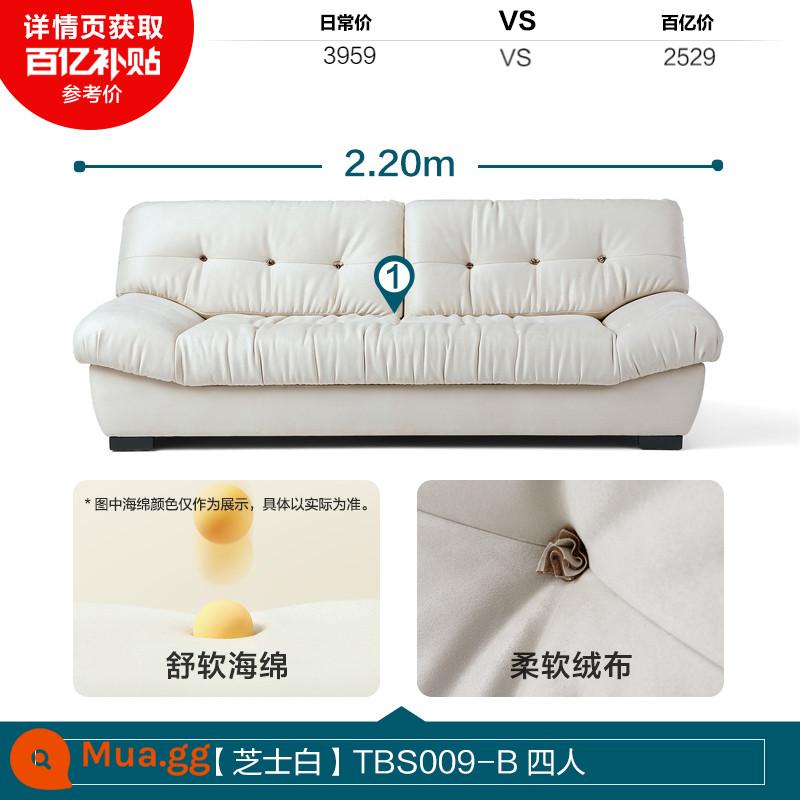 Lin's Home Furnishing Modern Simple Cloud Cream Wind Fabric Sofa Bed Nội thất phòng ngủ chính Lin's Wood Industry TBS058 - [Pho mát trắng]TBS009-B bốn người