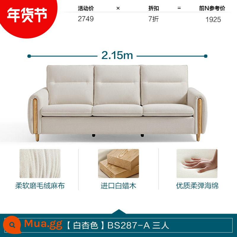 Lin's Nội Thất Gia Đình Rừng Vải Sofa Phòng Khách Căn Hộ Nhỏ Nội Thất Ba Chỗ Có Thể Tháo Rời Và Giặt Được Lin's Wood Industry BS287 - [Vải nhung mềm mại | hoa mai trắng] BS287-A ba người