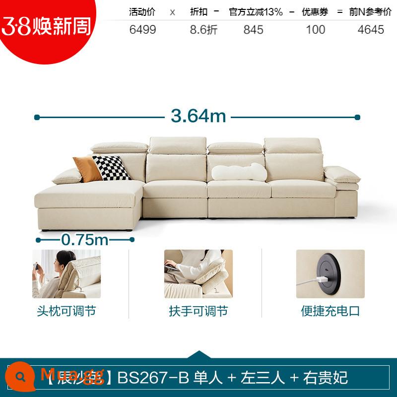 Lâm Nhà Hiện Đại Đơn Giản Mèo Xước Sofa Vải Phòng Khách Đa Năng Công Nghệ Vải Mới Lâm Của Gỗ ngành BS267 - [Màu Chensha] Độc thân BS267-B + ba người bên trái + vợ lẽ bên phải