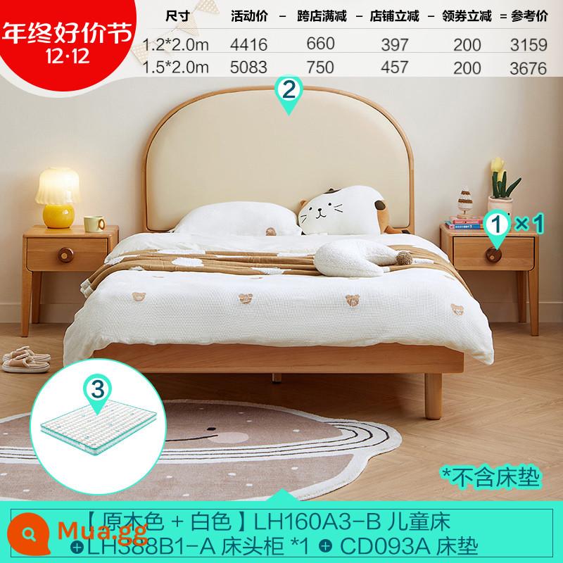 Lin's Home Giường Gỗ Nguyên Khối Cho Bé Trai Và Bé Gái Gỗ Sồi Giường Trẻ Em Phòng Ngủ 1.5 Mét Giường Đơn Công Chúa Lin's Wood Industry - [Sồi]Giường gỗ + nệm + bàn cạnh giường ngủ