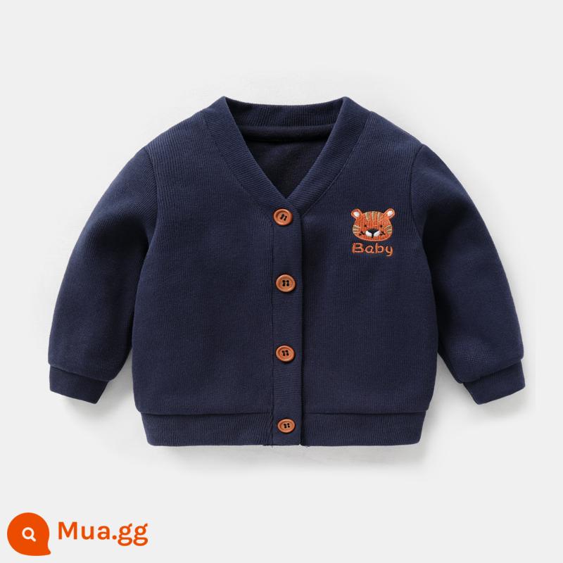 Quần áo trẻ em, áo khoác cardigan dệt kim, quần áo mùa xuân, phong cách xuân thu, bé trai, trẻ mới biết đi, 1 tuổi, bé gái, áo sơ mi cho bé - xanh hải quân