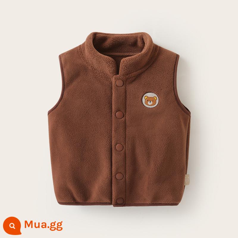 Quần áo trẻ em cardigan nhung vest thu đông quần áo thu đông bé trai bé gái trẻ em trẻ em triều Y7657 - Màu nâu