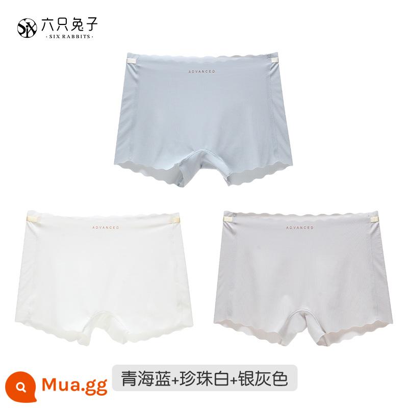 Sáu Thỏ Băng Lụa Liền Mạch An Toàn Quần Quần Lót Nữ Thoải Mái Thoáng Khí Đáy Cotton Mềm Chống Lộ Quần Lót - Thanh Hải xanh + trắng ngọc trai + xám bạc