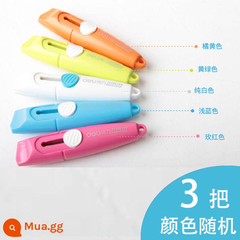 Mini Mạnh Mẽ Nghệ Thuật Dao Bung Gói Thể Hiện Dao Gói Dụng Cụ Mở Di Động Cắt Bằng Thép Không Gỉ Trắng Tự Động Thu Nhỏ - [Ba trong năm màu] Màu sắc ngẫu nhiên