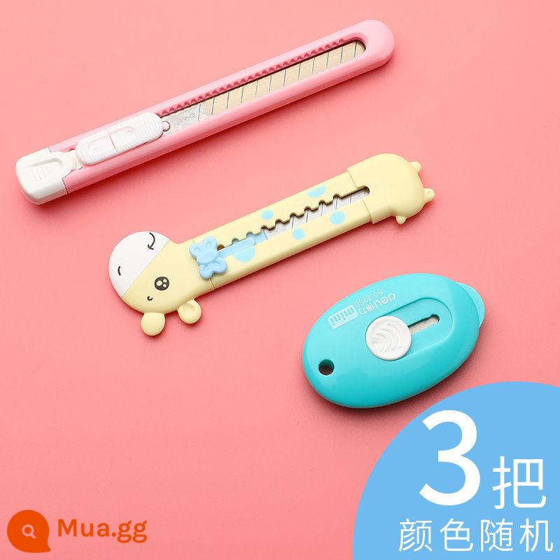 Mini Mạnh Mẽ Nghệ Thuật Dao Bung Gói Thể Hiện Dao Gói Dụng Cụ Mở Di Động Cắt Bằng Thép Không Gỉ Trắng Tự Động Thu Nhỏ - [Ba mẫu hỗn hợp] Màu sắc ngẫu nhiên