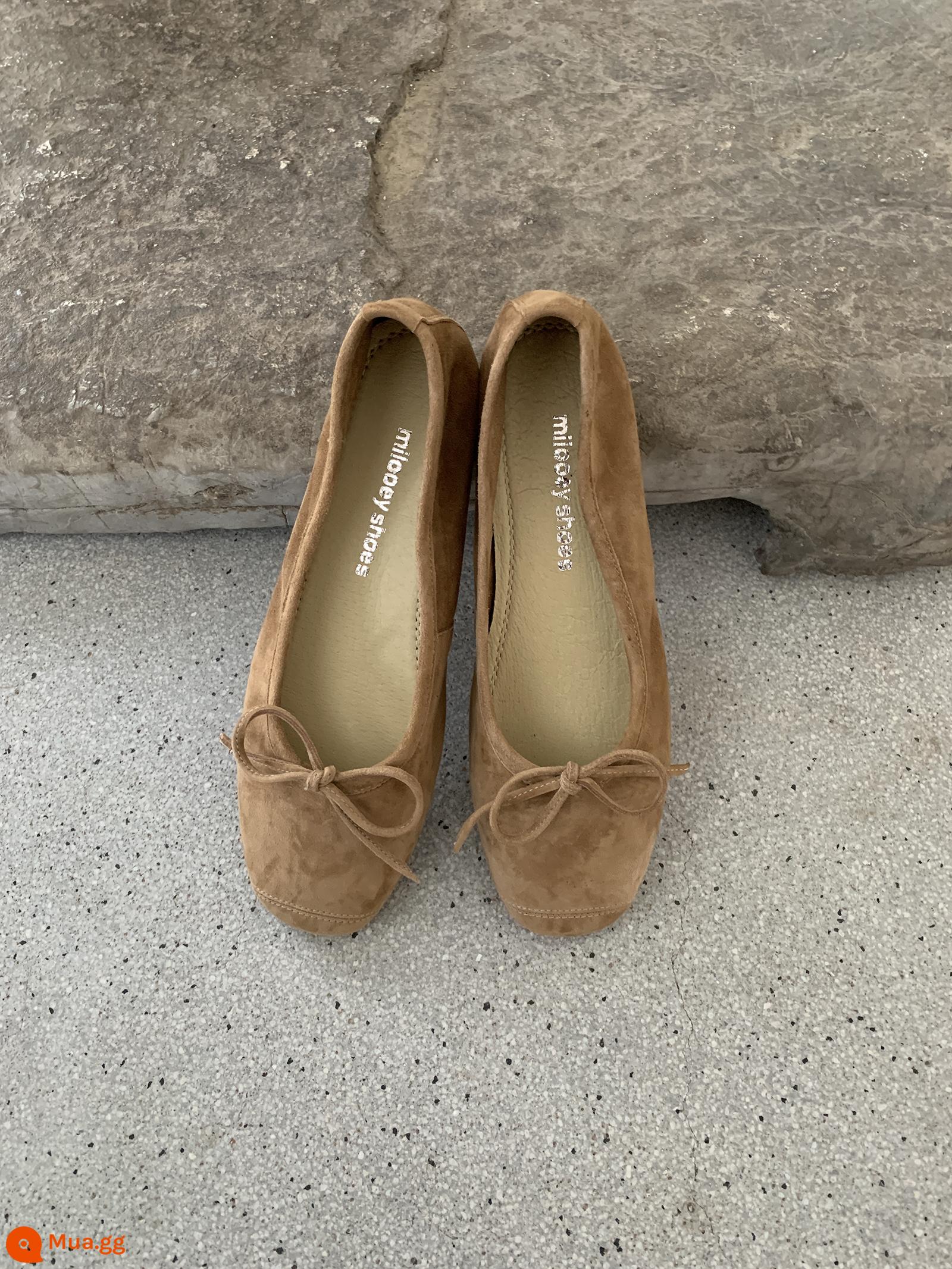 Lost Nai Sừng Tấm "Sống Động Ba Lê Giày" Pháp Retro Cổ Tích Flat Ballet Giày Xuân Thu Da Thật Chính Hãng Da Túi Giày dành cho Nữ - Trà nâu Trà nâu bán trước 8 ngày làm việc