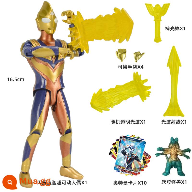 SHF Sáng Bằng Không Đồ Chơi Mô Hình Cuối Cùng Sáng Vàng Áo Đa Khớp Nhân Vật Hành Động Mẫu Bé Trai - [Tiga Shining Form] Tượng di động 17 khớp, thu thập và nhận giá đỡ