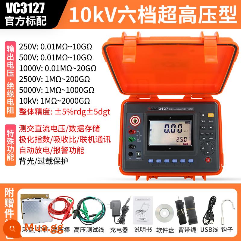 Máy kiểm tra điện trở cách điện Victory VC60B+ Digital Megger 500v1000 Máy phát hiện thông minh Thợ điện Shaker - VC3127[10000V.1000GΩ.Dòng điện ngắn mạch 5mA.USB]