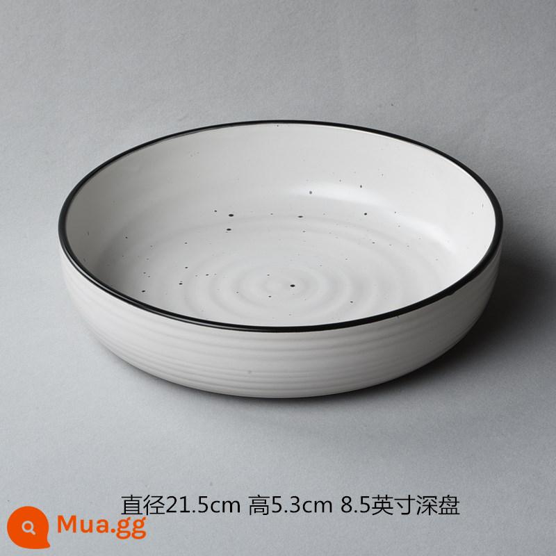 Nghệ sĩ 8 inch cá tính Bộ đồ ăn Nhật Bản đĩa phương Tây sáng tạo đĩa sứ hộ gia đình đĩa tròn bít tết đĩa đĩa ăn tối - Sô cô la 58