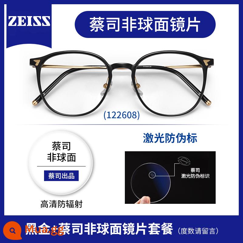 Online chuyên nghiệp với tròng kính Zeiss gọng kính cận thị màu nâu lạnh nữ chống ánh sáng xanh có thể trang bị độ titan nguyên chất siêu nhẹ - Gọng tròn titan chịu nhiệt 9g-122608 vàng đen