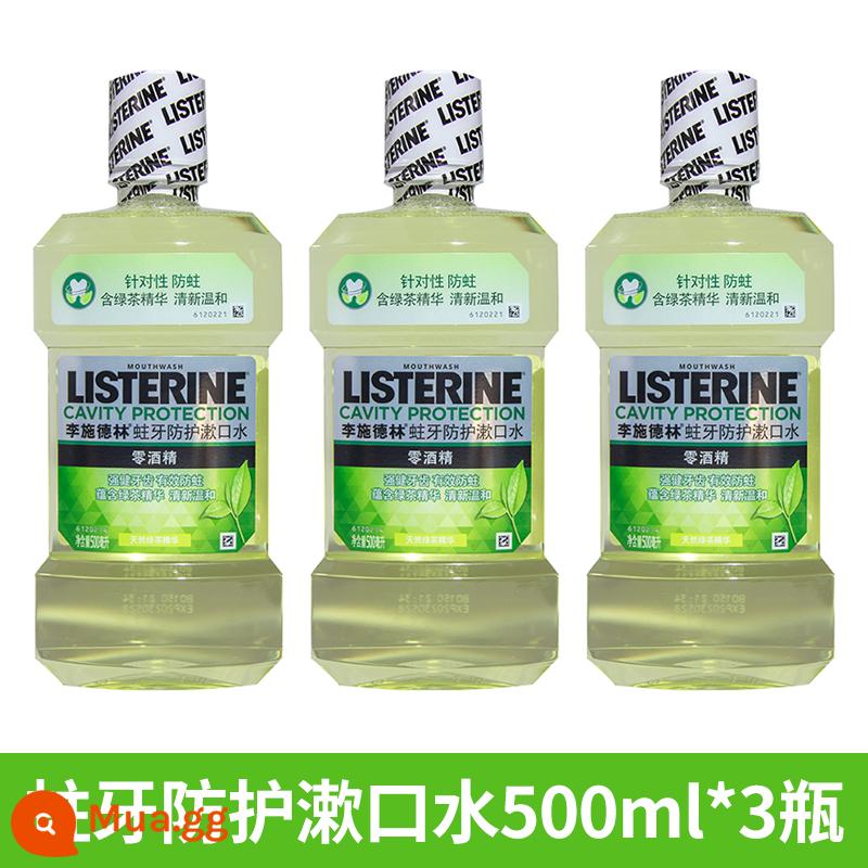 Nước súc miệng Li Shidelin Ice Blue Fresh 500ml*3 Ngoài trị hôi miệng kháng viêm loại bỏ vôi răng mảng bám vàng - màu xanh lá