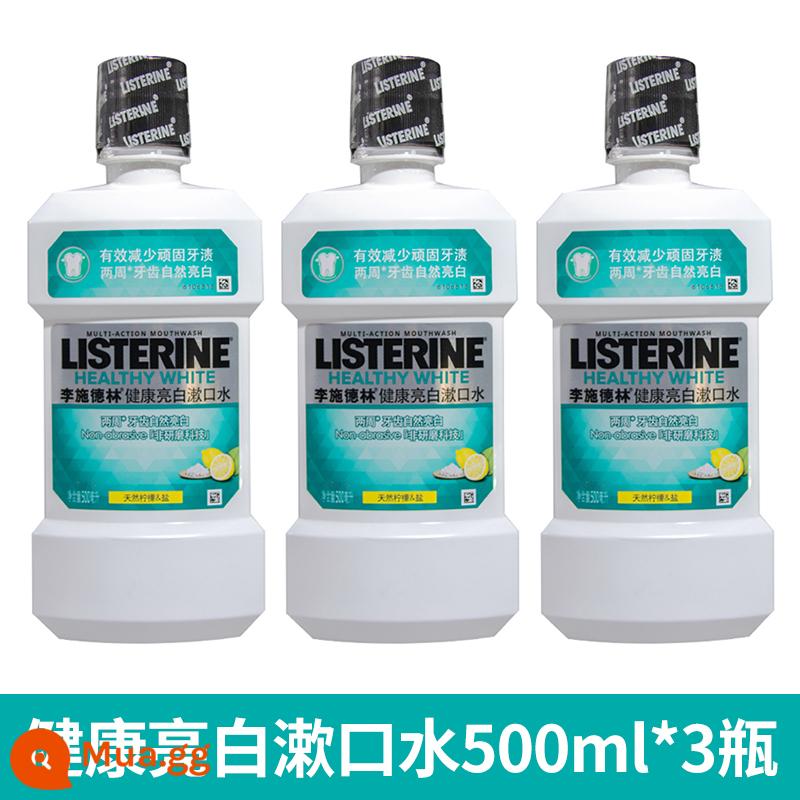 Nước súc miệng Li Shidelin Ice Blue Fresh 500ml*3 Ngoài trị hôi miệng kháng viêm loại bỏ vôi răng mảng bám vàng - Làm trắng khỏe mạnh, làm trắng và chống sâu răng 500ml*3