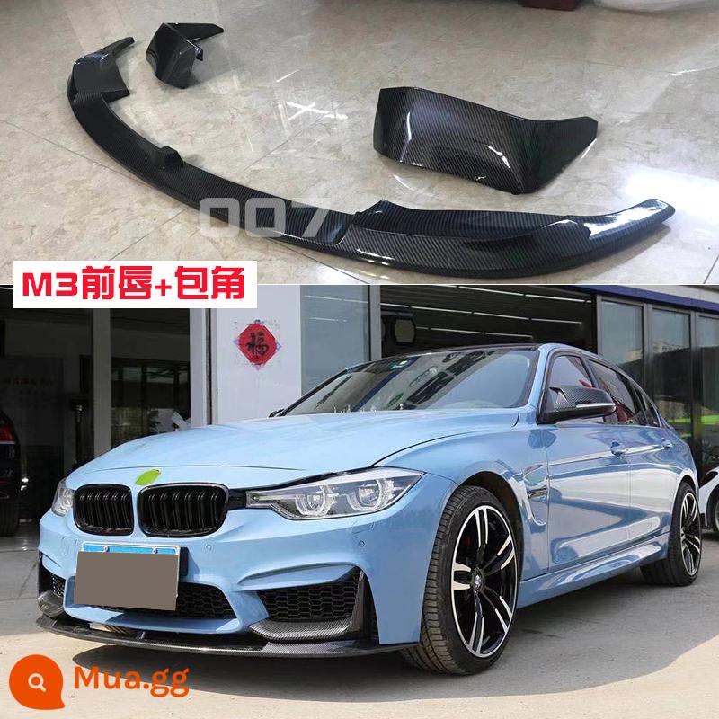 Thích hợp cho XE BMW M3 Vòm M Bộ 3 Series sửa đổi M3 vòm lớn phía trước cản trước F30/F35 ba dòng - Viền trước M3 + bọc góc (mẫu carbon) Thu cước vận chuyển