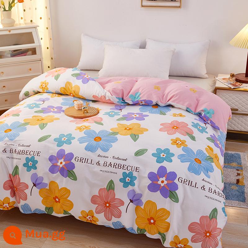 Nhỏ tươi nguyên chất cotton vỏ chăn đơn mảnh vỏ chăn 150x200 đơn ký túc xá 180x200x230 chăn đôi - Màu tím nhạt Yunmeng Huadu