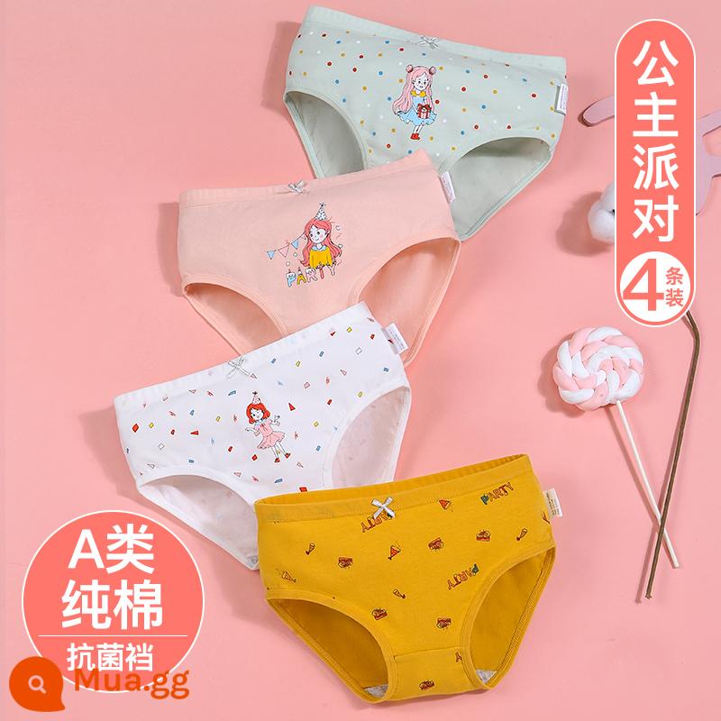 Quần lót bé gái Nanjiren cotton nguyên chất tam giác trẻ em quần đùi bé gái trung và lớn cotton trẻ em không kẹp mông PP - Tiệc công chúa [Cotton nguyên chất loại A, đũng quần kháng khuẩn] kiểu tam giác