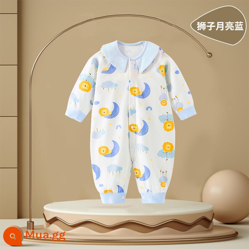 Bé áo liền quần quần áo trẻ em mùa thu đông cotton nguyên chất sơ sinh áo liền quần dày ấm áo liền quần cotton quần áo mùa đông - sư tử trăng xanh