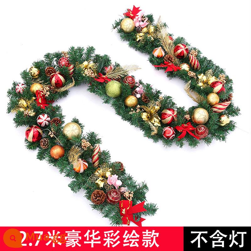 Vòng hoa mây Giáng sinh được mã hóa dài 2,7 mét, vòng hoa cây thông Noel, cửa ra vào, cửa sổ, trang trí cầu thang, trang trí mặt dây chuyền - Bóng mây sơn cao cấp T1807H 2,7m