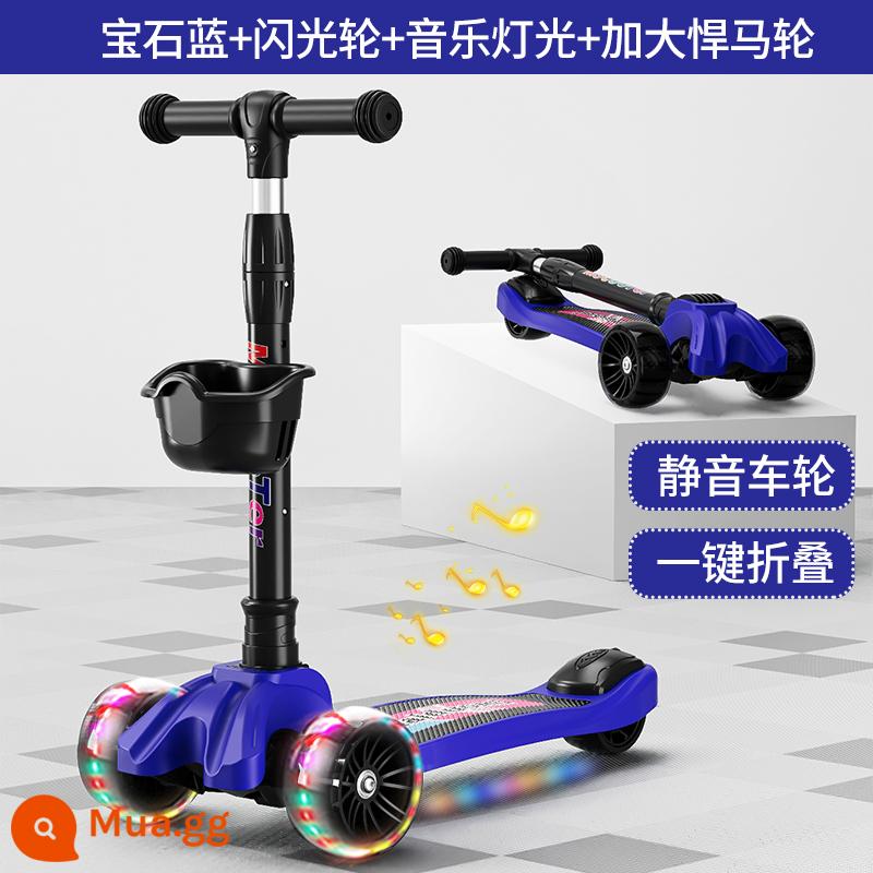 Xe Scooter cho bé 1-3-6-12 tuổi xe đạp trẻ em mẫu gấp bé trai và bé gái xe trơn cho bé - Xanh sapphire/Bánh xe Hummer/Lễ hội âm nhạc