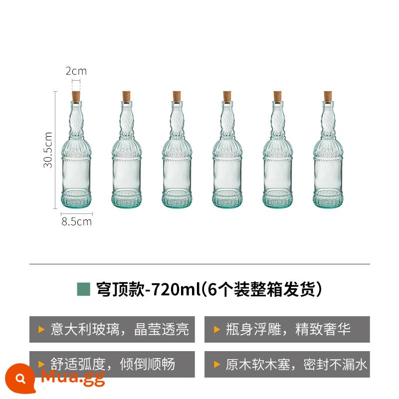 Bormioli Ý Nhập khẩu Glass Diquot Chai Nhà bếp Chai dầu lớn Chai Tổ Tủ Dầu - Kiểu mái vòm-720ml [6 miếng được vận chuyển trong hộp]