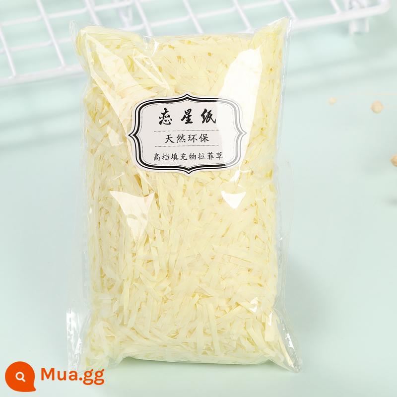 Trang Trí Hộp Quà Raffia Làm Đầy Giấy Vụn Mảnh Lụa Sáng Tạo Bộ Đồ Giường Cỏ Vật Liệu Trang Trí Bao Bì - Giấy lụa cao cấp màu vàng nhạt