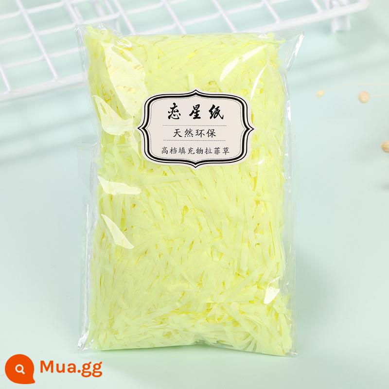 Trang Trí Hộp Quà Raffia Làm Đầy Giấy Vụn Mảnh Lụa Sáng Tạo Bộ Đồ Giường Cỏ Vật Liệu Trang Trí Bao Bì - Giấy lụa cao cấp màu vàng huỳnh quang