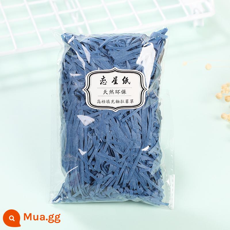 Trang Trí Hộp Quà Raffia Làm Đầy Giấy Vụn Mảnh Lụa Sáng Tạo Bộ Đồ Giường Cỏ Vật Liệu Trang Trí Bao Bì - Giấy lụa cao cấp màu xanh đậm