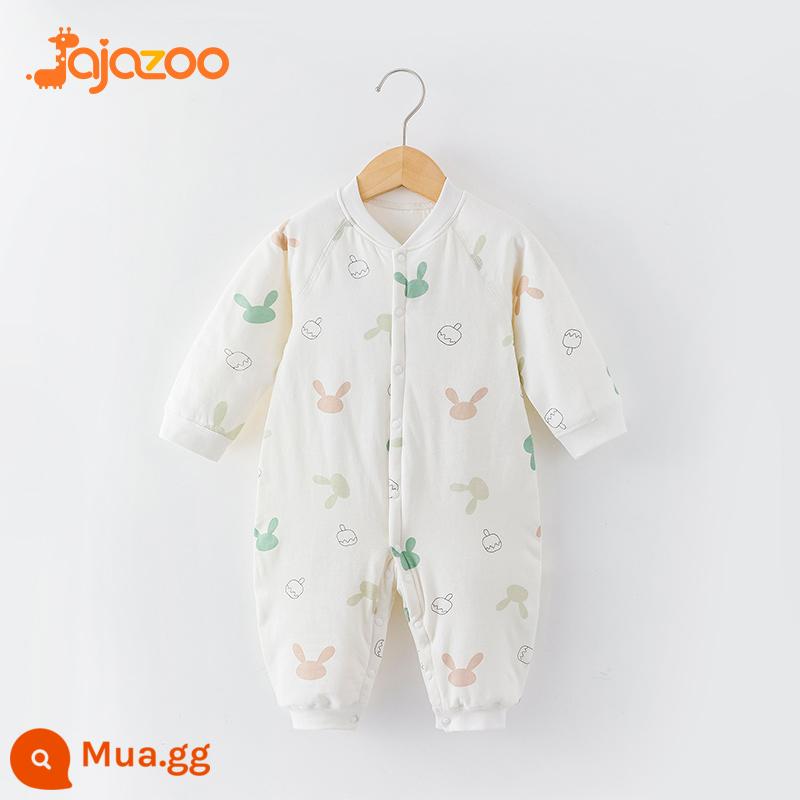 Áo liền quần cho bé mùa thu đông ấm áp nguyên chất cotton sơ sinh mỏng quần lót cotton quần áo trẻ em rompers chần bông quần áo mùa xuân - tai thỏ