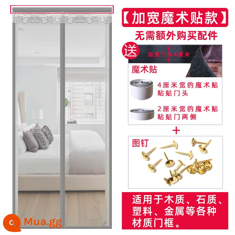 Rèm cửa chống muỗi màn chống bay cửa lưới chống muỗi Velcro phân vùng màn hình miễn phí đấm nam châm mùa hè tự mồi rèm hộ gia đình - [Móc lưu trữ miễn phí] Màu xám bạc đơn giản [Khóa dán mở rộng]