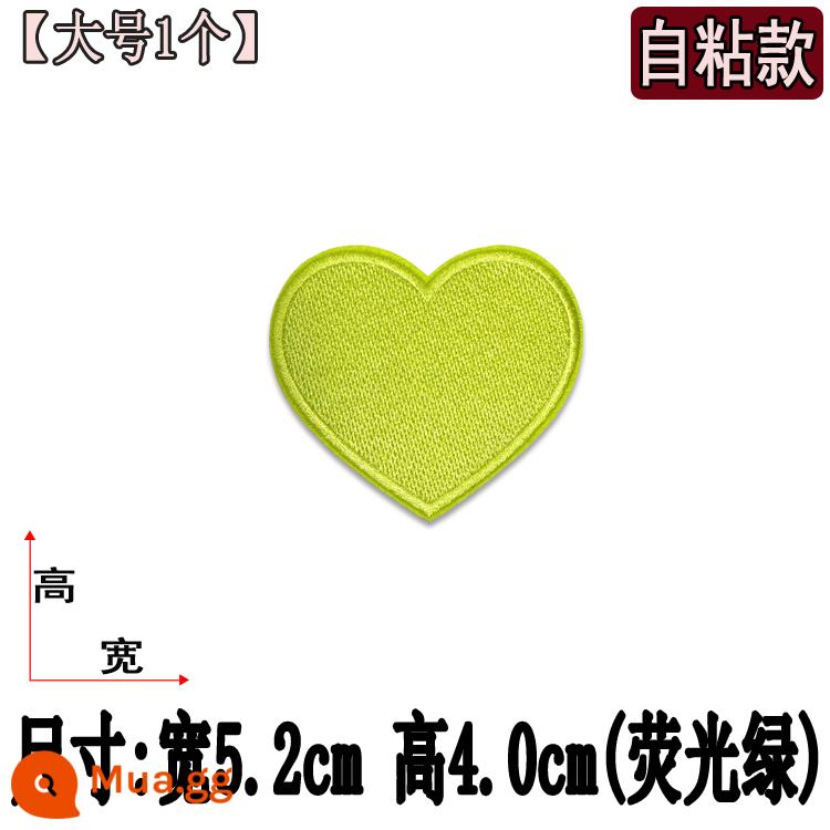 Nhỏ tự dính tình yêu vải vá cho quần áo và quần để sửa chữa lỗ thêu trái tim đính xuống áo khoác sửa chữa lỗ vá - Lớn [màu xanh huỳnh quang]