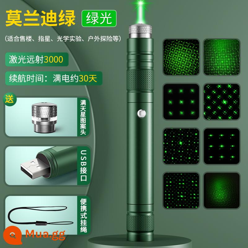 Đèn laser laser con trỏ laser tầm xa ánh sáng mạnh máy aurora ánh sáng xanh ánh sáng cát bảng mẫu nhà trung tâm trưng bày bút bắn con trỏ hồng ngoại usb sạc mèo dạy học đèn pin công suất lớn đa năng - Morandi Green [Gửi đầu mẫu hơi thở của em bé♥công tắc xoay] đèn xanh