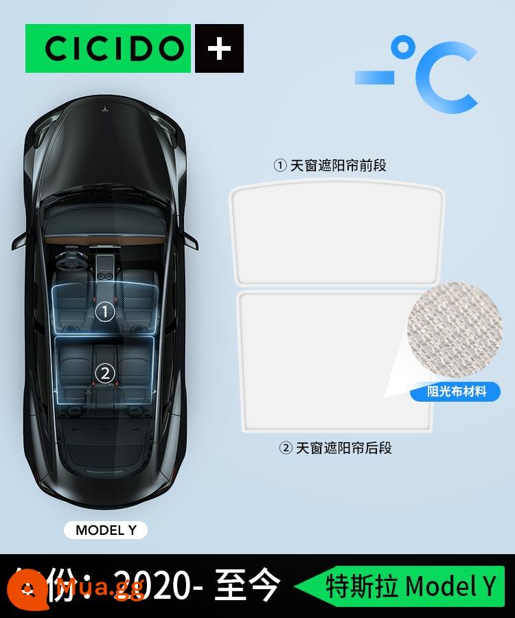 CICIDO thích hợp cho Tesla modelY/3 tấm che nắng che nắng mái che nắng cách nhiệt vách ngăn phụ kiện sửa đổi Ya - Model-Y [cửa sổ trời trước + cửa sổ trời sau] mát khi ra nắng ❉ không bị nóng khi ra nắng ⭐ màu trắng nguyên bản